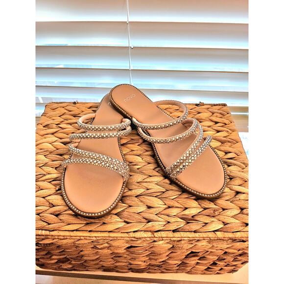 Novo Starry Sliders, Nude, Diamonte Straps, Flats, Shoe Size 7 - Picture 4 of 6